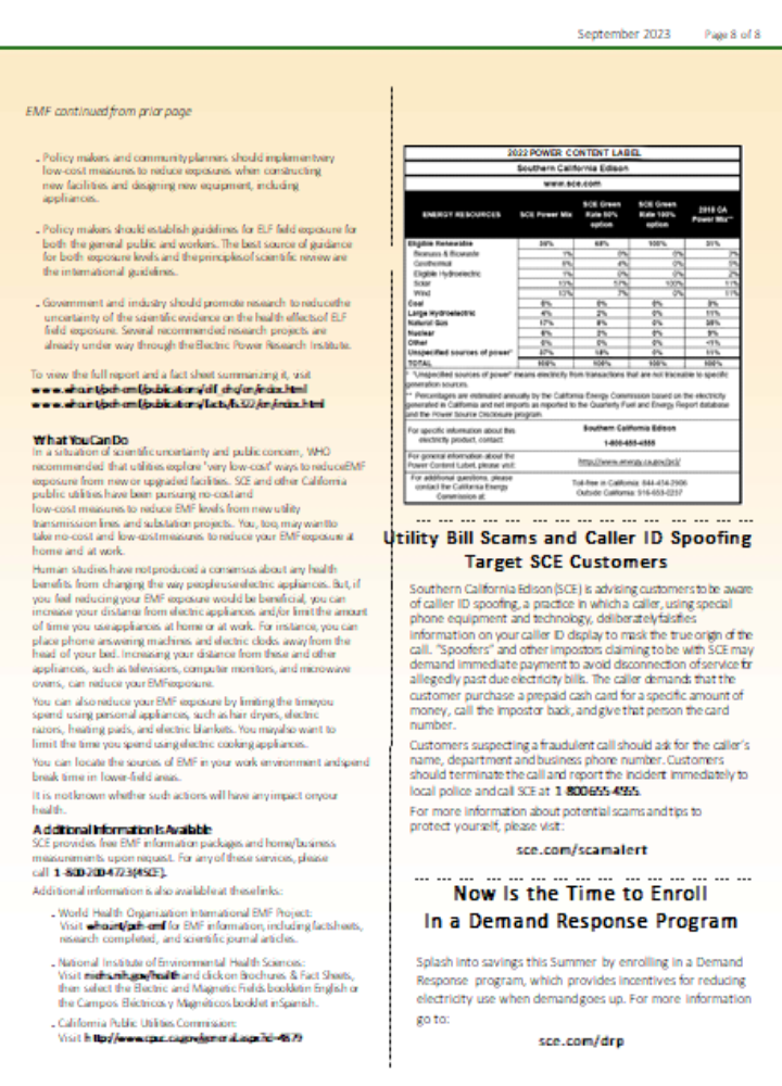 Southern California EDISON utility business bill, page 8, SCR PSD template
